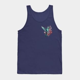 Hummingbird and Floral Illustration Tank Top